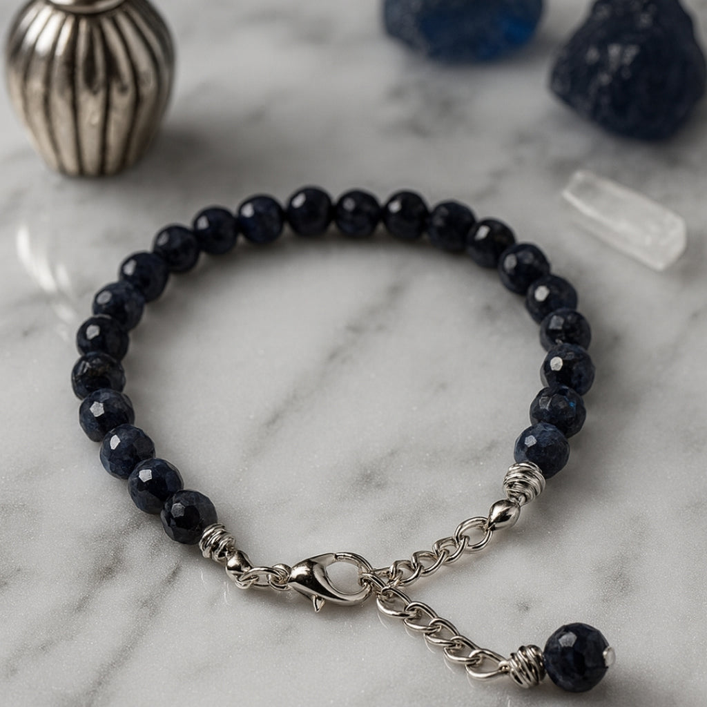 Sapphire Vision Bracelet 6mm Faceted Natural Sapphire 925 Silver