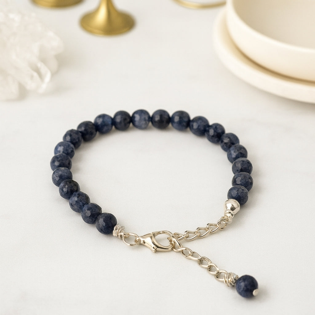 Sapphire Vision Bracelet 6mm Faceted Natural Sapphire 925 Silver
