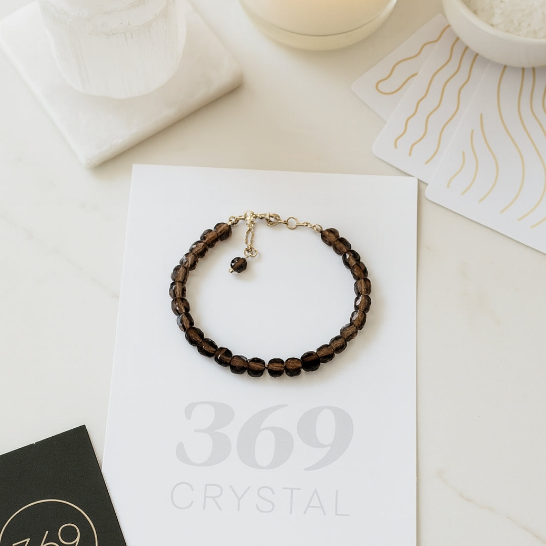 Smoky Quartz Cube Bracelet | 925 Silver