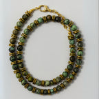 African Turquoise & Hematite Necklace 6mm | Handmade Gemstone Jewelry for Courage • Protection • Balance