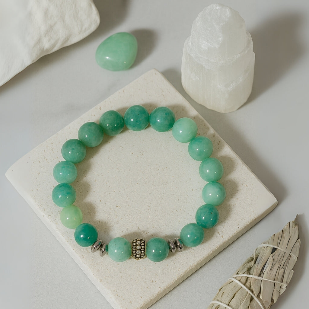 Amazonite Bracelet 10mm with Hematite