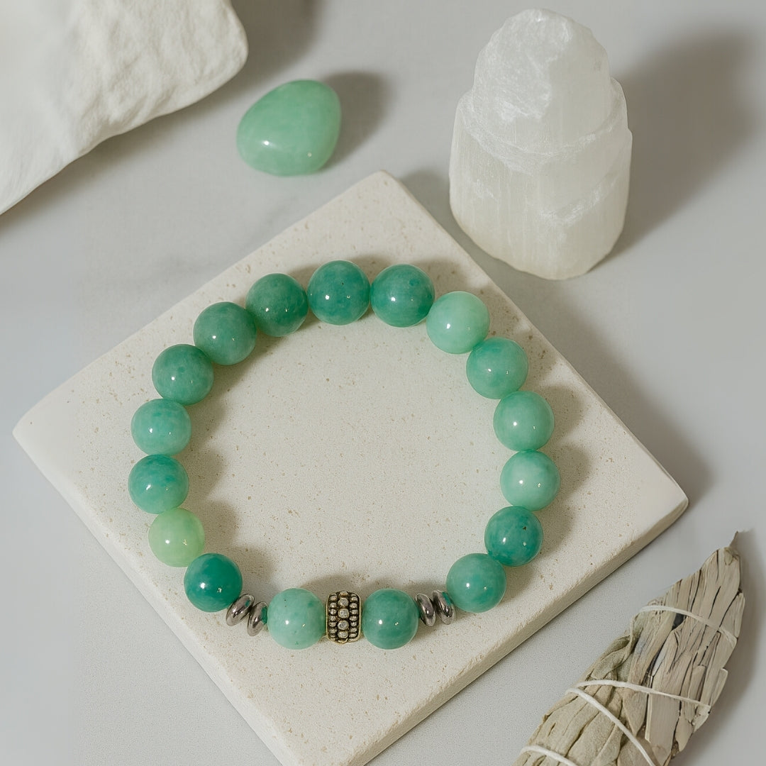 Amazonite Bracelet 10mm with Hematite