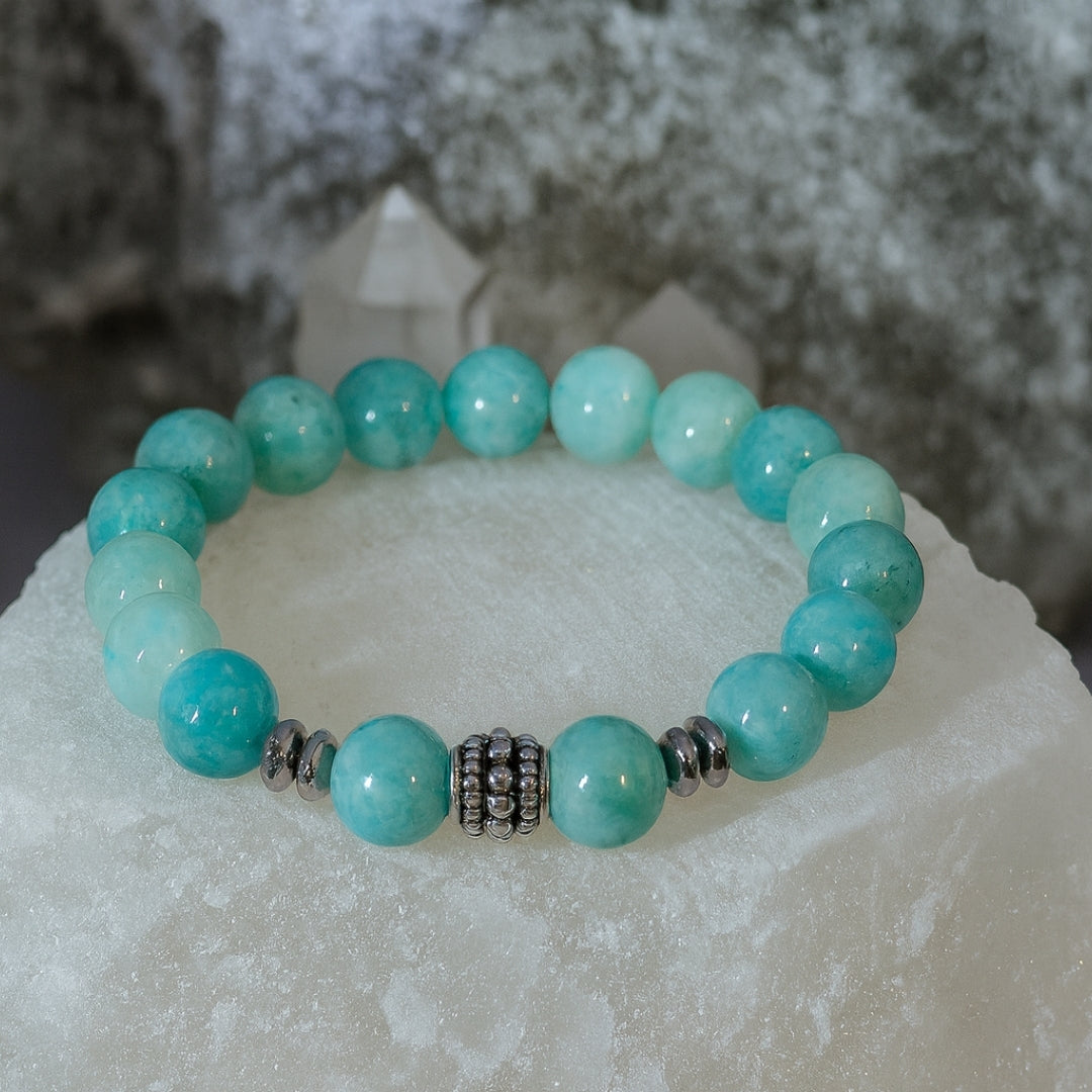 Amazonite Bracelet 10mm with Hematite