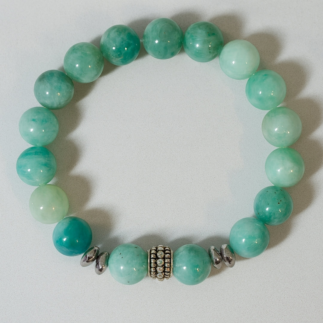 Amazonite Bracelet 10mm with Hematite