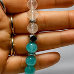 Amazonite Clarity Bracelet 8mm AAA Natural Amazonite Clear Quartz Hematite