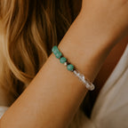 Amazonite Clarity Bracelet 8mm AAA Natural Amazonite Clear Quartz Hematite