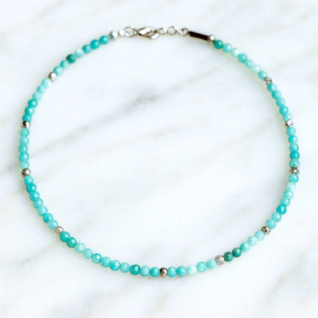Amazonite Boho Necklace Calm Power | 4mm Faceted Amazonite