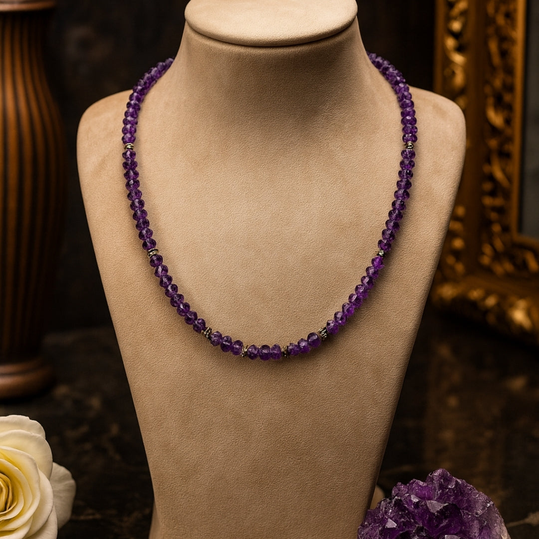 Amethyst & 925 Sterling Silver Necklace | AAA Faceted Gemstone |Luxury Handmade Jewelry