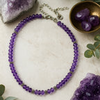 Amethyst & 925 Sterling Silver Necklace | AAA Faceted Gemstone |Luxury Handmade Jewelry