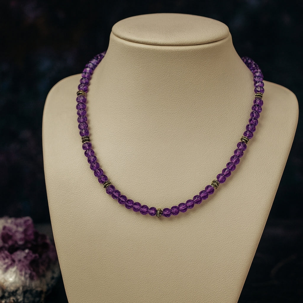 Amethyst & 925 Sterling Silver Necklace | AAA Faceted Gemstone |Luxury Handmade Jewelry