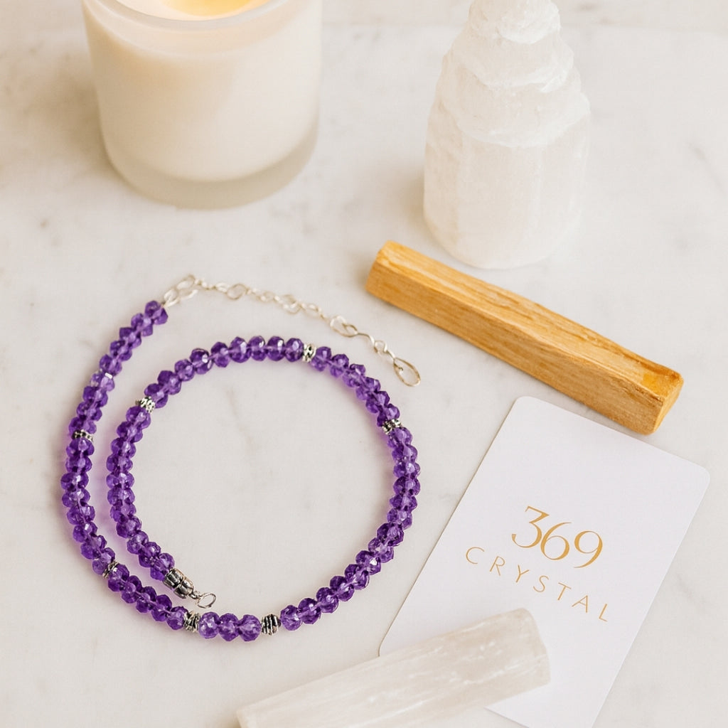 Amethyst & 925 Sterling Silver Necklace | AAA Faceted Gemstone |Luxury Handmade Jewelry