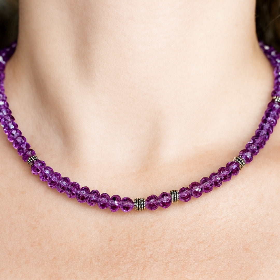Amethyst & 925 Sterling Silver Necklace | AAA Faceted Gemstone |Luxury Handmade Jewelry