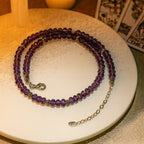 Amethyst & 925 Sterling Silver Necklace | AAA Faceted Gemstone |Luxury Handmade Jewelry