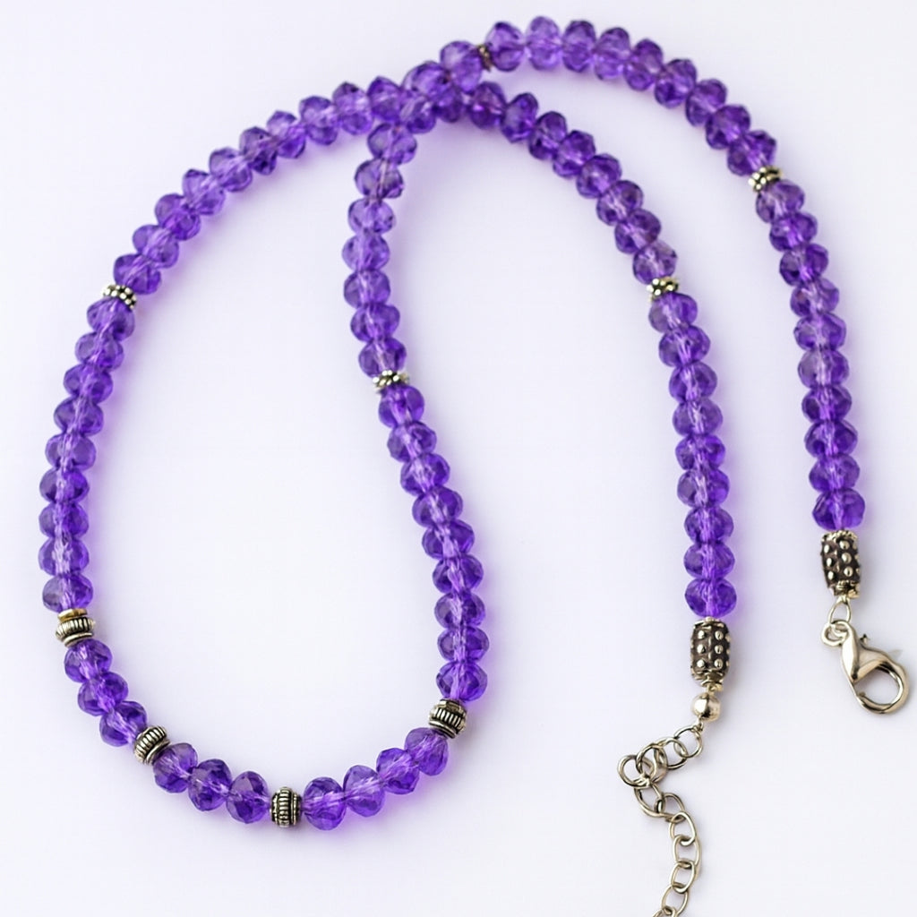 Amethyst & 925 Sterling Silver Necklace | AAA Faceted Gemstone |Luxury Handmade Jewelry