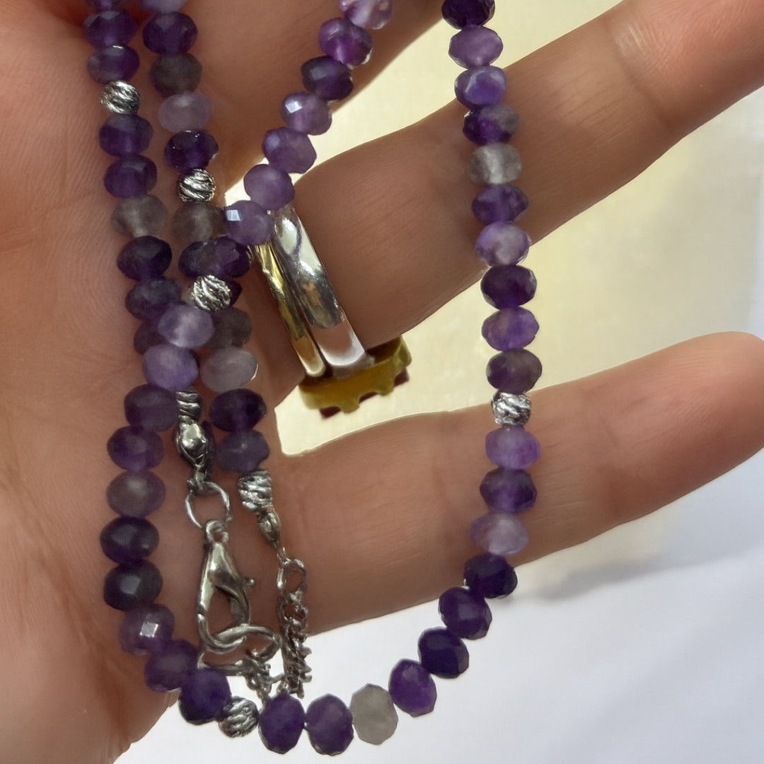 Amethyst Necklace 6 mm Faceted Rondelle