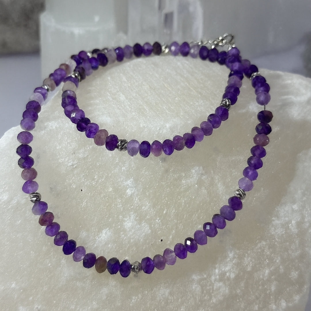 Amethyst Necklace 6 mm Faceted Rondelle