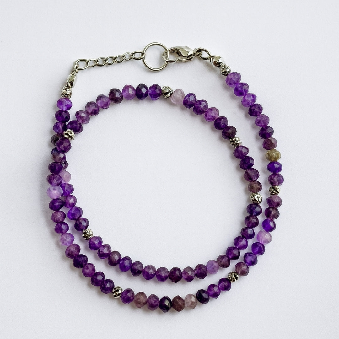 Amethyst Necklace 6 mm Faceted Rondelle