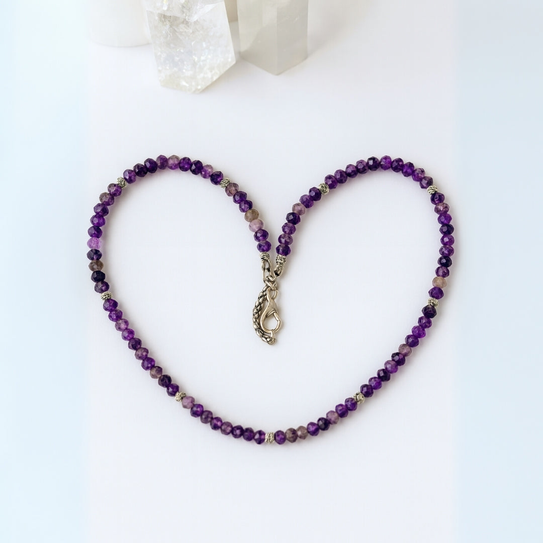 Amethyst Necklace 6 mm Faceted Rondelle