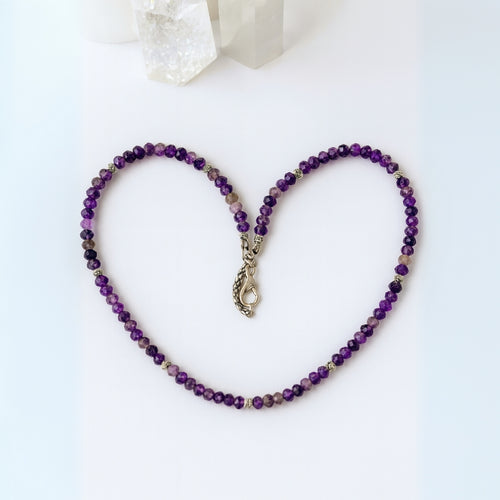 Amethyst Necklace 6 mm Faceted Rondelle