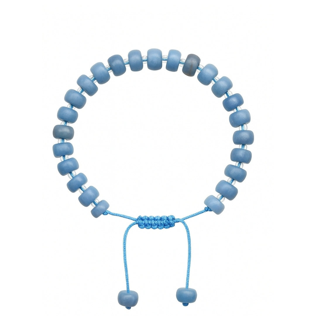 Angelite Bracelet 4x7 mm Rondelle | Macrame Adjustable Crystal Jewelry