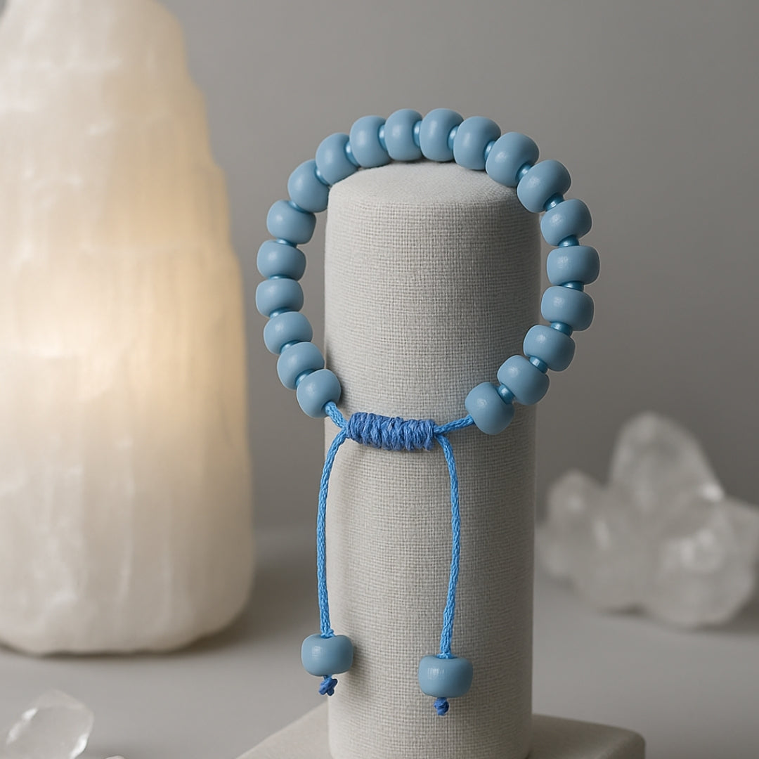 Angelite Bracelet 4x7 mm Rondelle | Macrame Adjustable Crystal Jewelry