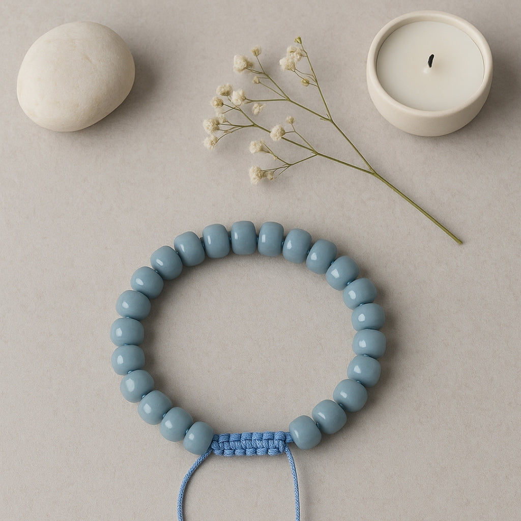 Angelite Bracelet 4x7 mm Rondelle | Macrame Adjustable Crystal Jewelry