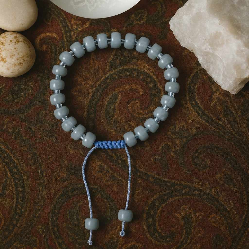 Angelite Bracelet 4x7 mm Rondelle | Macrame Adjustable Crystal Jewelry