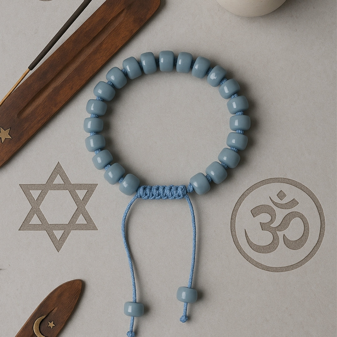 Angelite Bracelet 4x7 mm Rondelle | Macrame Adjustable Crystal Jewelry
