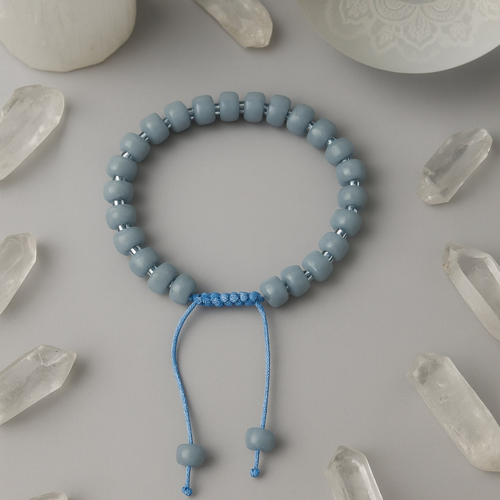 Angelite Bracelet 4x7 mm Rondelle | Macrame Adjustable Crystal Jewelry