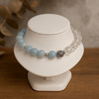 Angelite & Clear Quartz Bracelet | 8mm AAA Gemstones | Peace • Clarity • Aura Protection