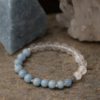 Angelite & Clear Quartz Bracelet | 8mm AAA Gemstones | Peace • Clarity • Aura Protection