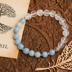 Angelite & Clear Quartz Bracelet | 8mm AAA Gemstones | Peace • Clarity • Aura Protection