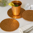 Authentic Turkish Copper Coaster Set | Handmade Hammered Coasters (6 pcs) | Rustic Anatolian Drinkware & Timeless Home Gift Decor
