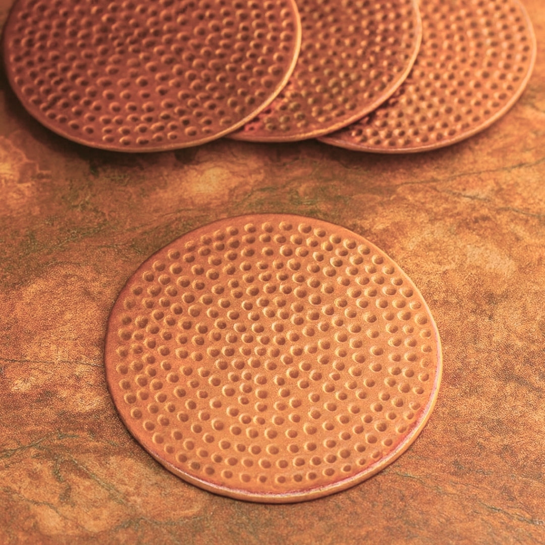 Authentic Turkish Copper Coaster Set | Handmade Hammered Coasters (6 pcs) | Rustic Anatolian Drinkware & Timeless Home Gift Decor