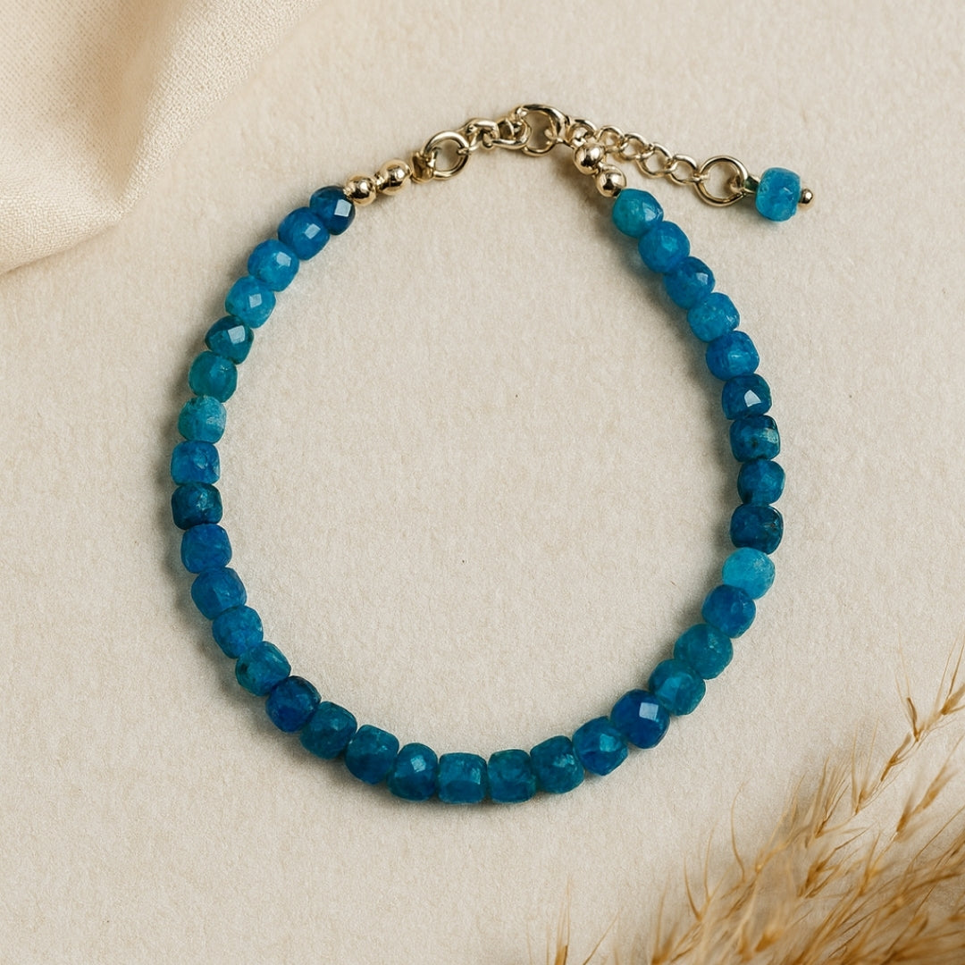 Apatite Cube Bracelet | 925 Sterling Silver | Natural Gemstone Jewelry