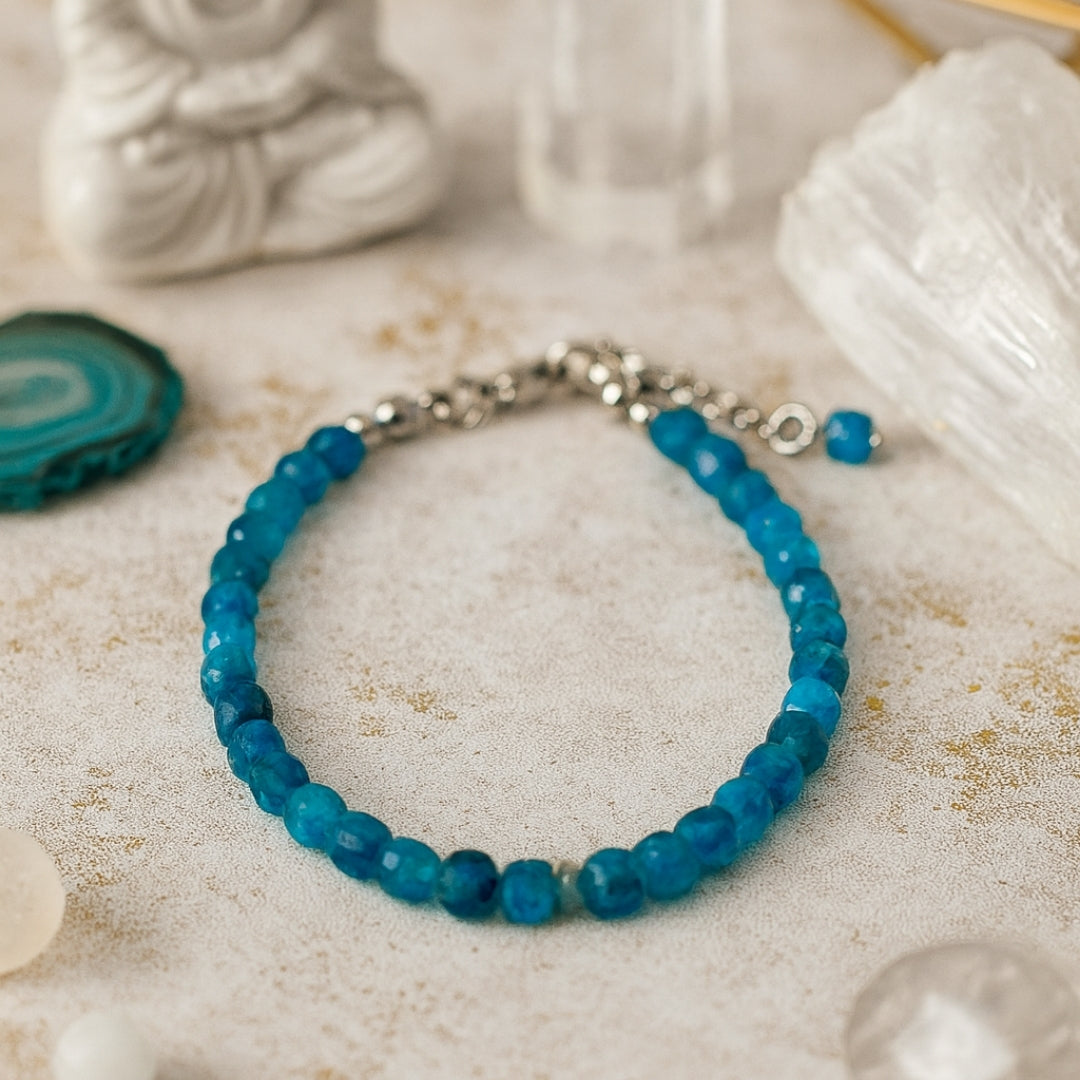 Apatite Cube Bracelet | 925 Sterling Silver | Natural Gemstone Jewelry