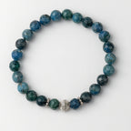 Blue Apatite Bracelet 8mm Natural Faceted Teal Gemstone | 925 Silver |