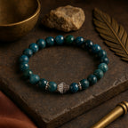 Blue Apatite Bracelet 8mm Natural Faceted Teal Gemstone | 925 Silver |