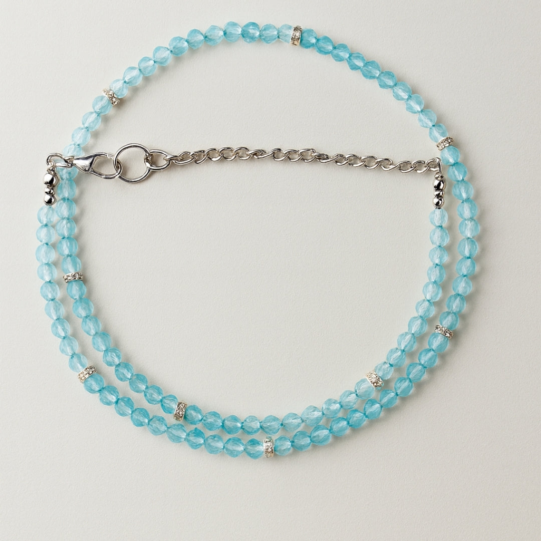 Blue Topaz Dainty Necklace 4 mm Faceted | Minimal Gemstone