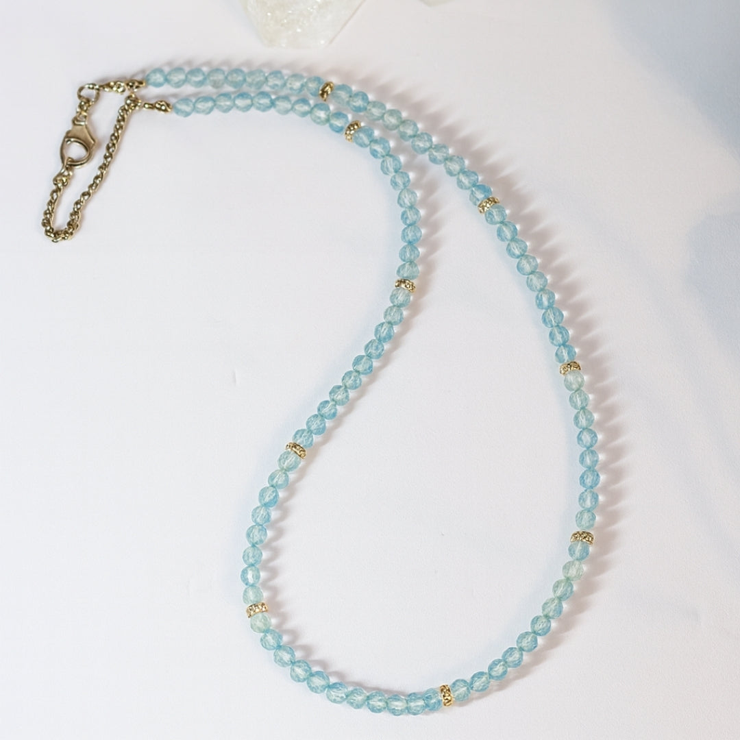 Blue Topaz Dainty Necklace 4 mm Faceted | Minimal Gemstone