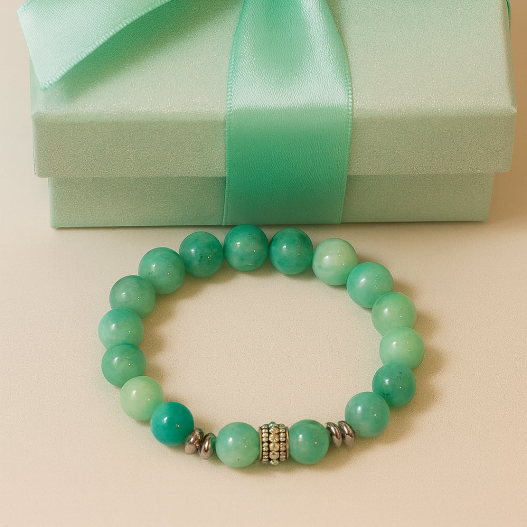 Amazonite Bracelet 10mm with Hematite