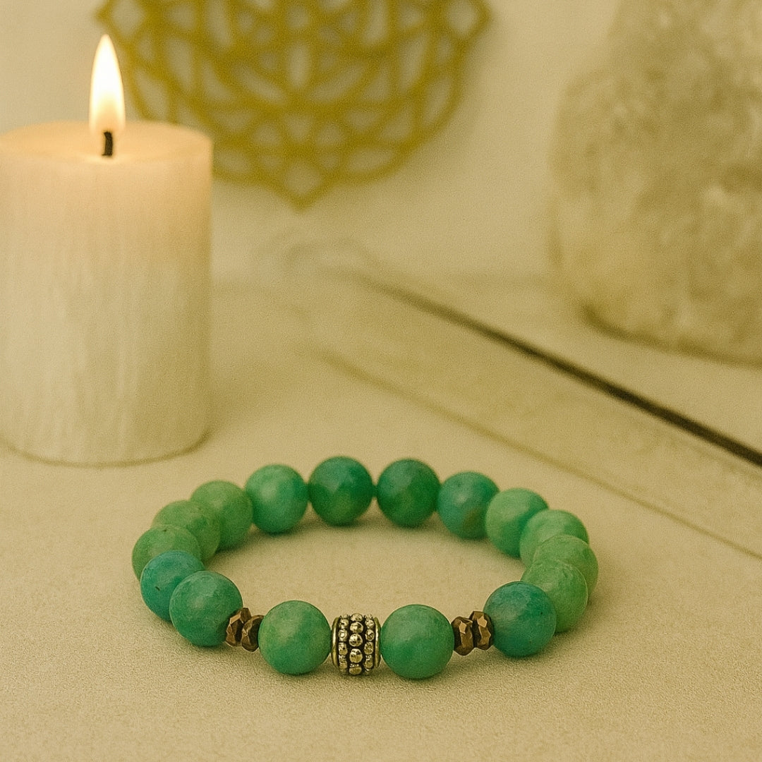 Amazonite Bracelet 10mm with Hematite