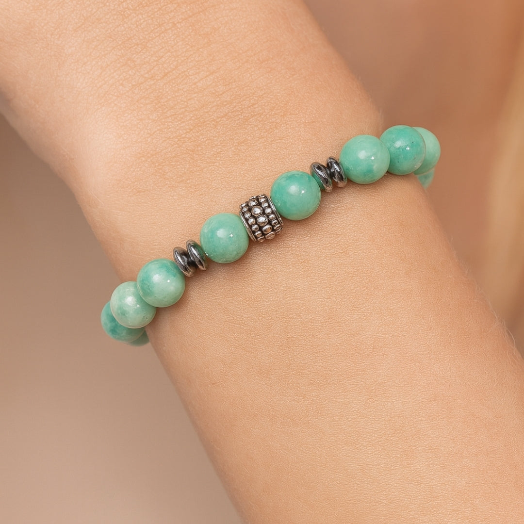 Amazonite Bracelet 10mm with Hematite