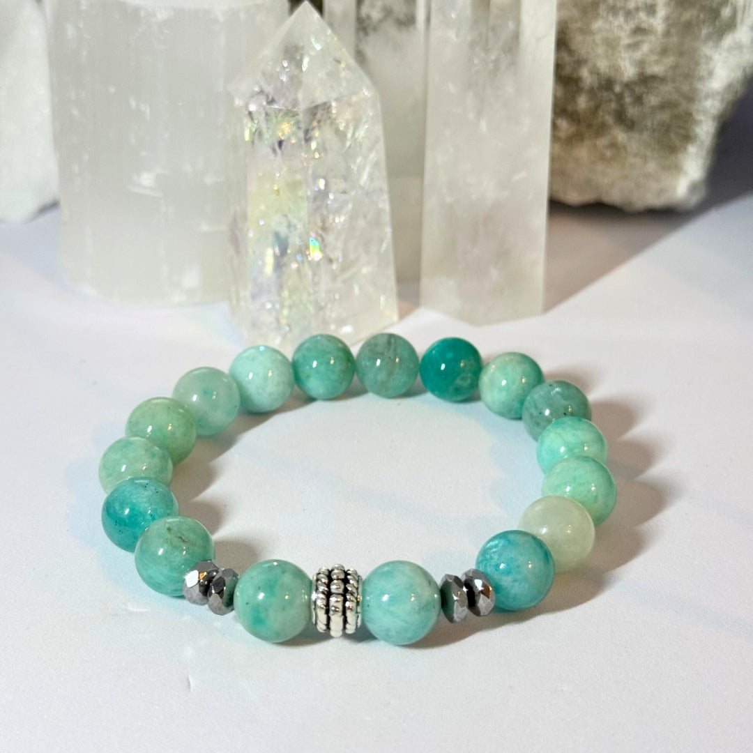 Amazonite Bracelet 10mm with Hematite