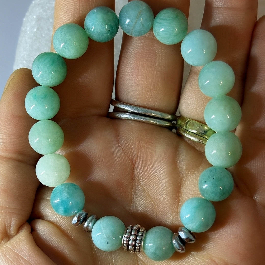 Amazonite Bracelet 10mm with Hematite