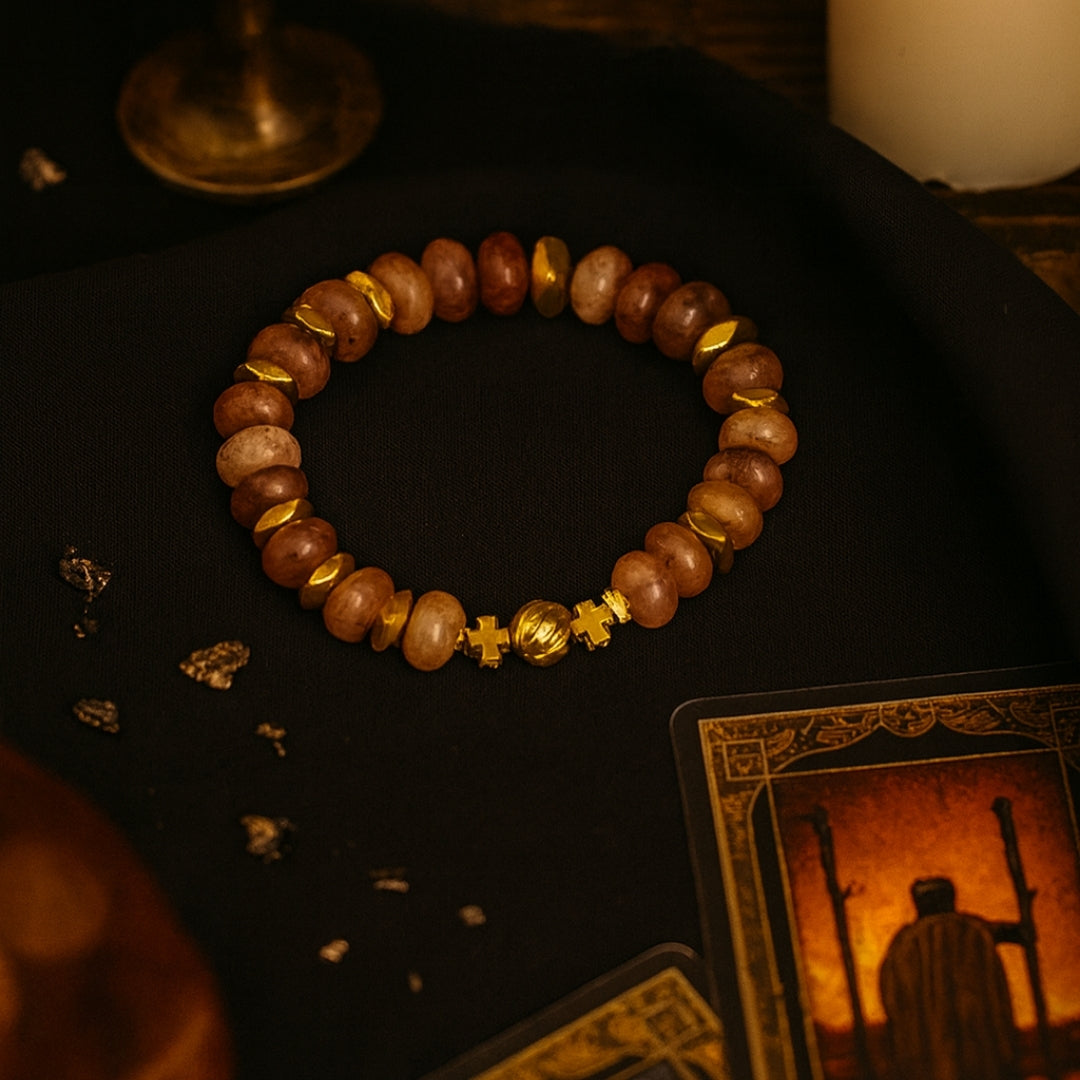 Strawberry Quartz Bracelet 10mm Rondelle with Hematite | Prana Vitae Collection