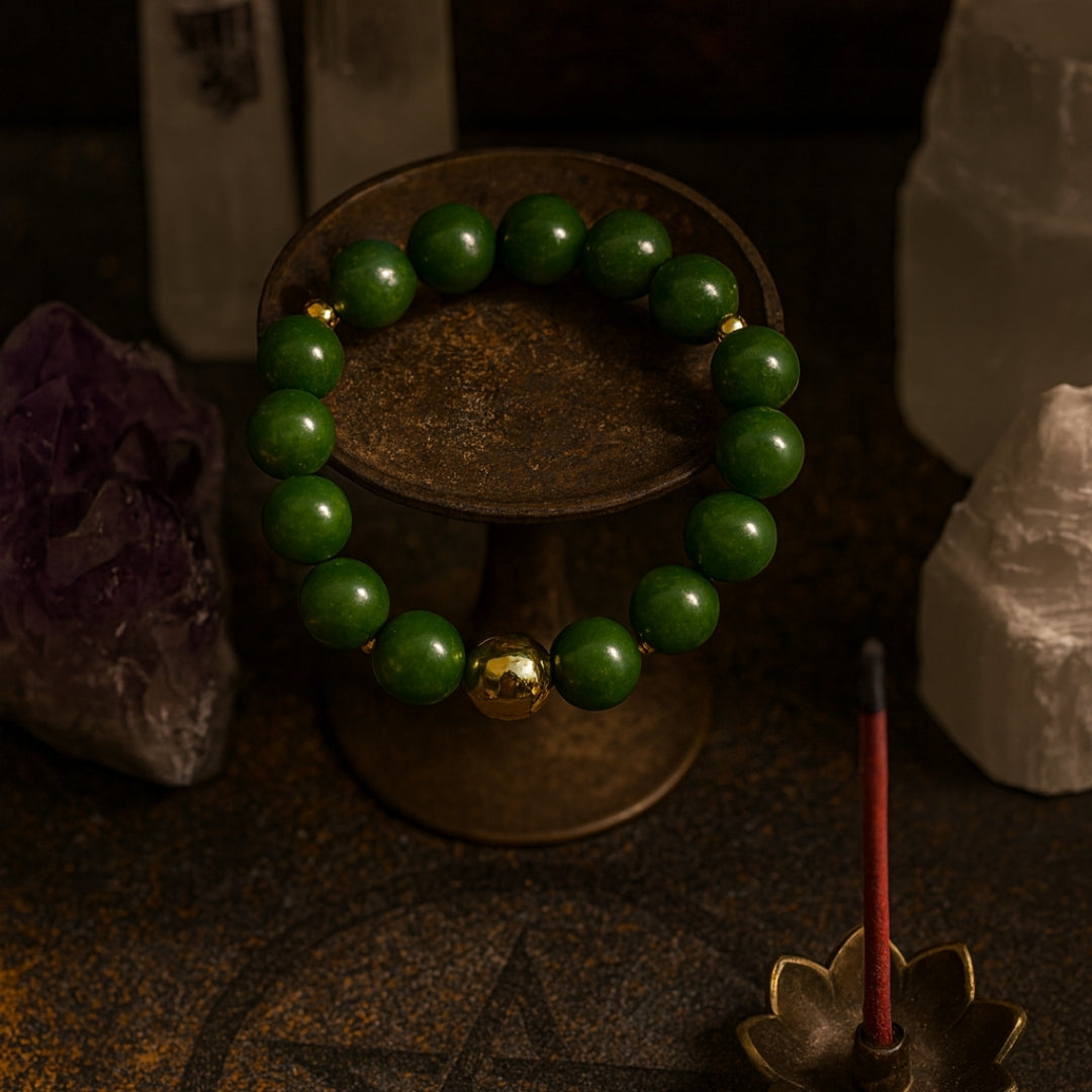 Jade Handmade Bracelet 10mm | Natural Green Jade Jewelry |