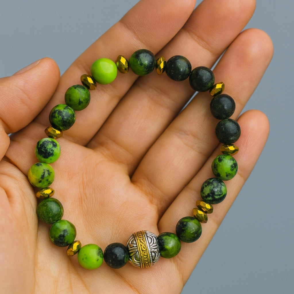 Canadian Jade & Hematite Bracelet | 8mm Natural Gemstone Jewelry Gift