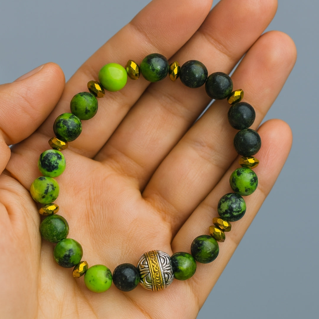 Canadian Jade & Hematite Bracelet | 8mm Natural Gemstone Jewelry Gift