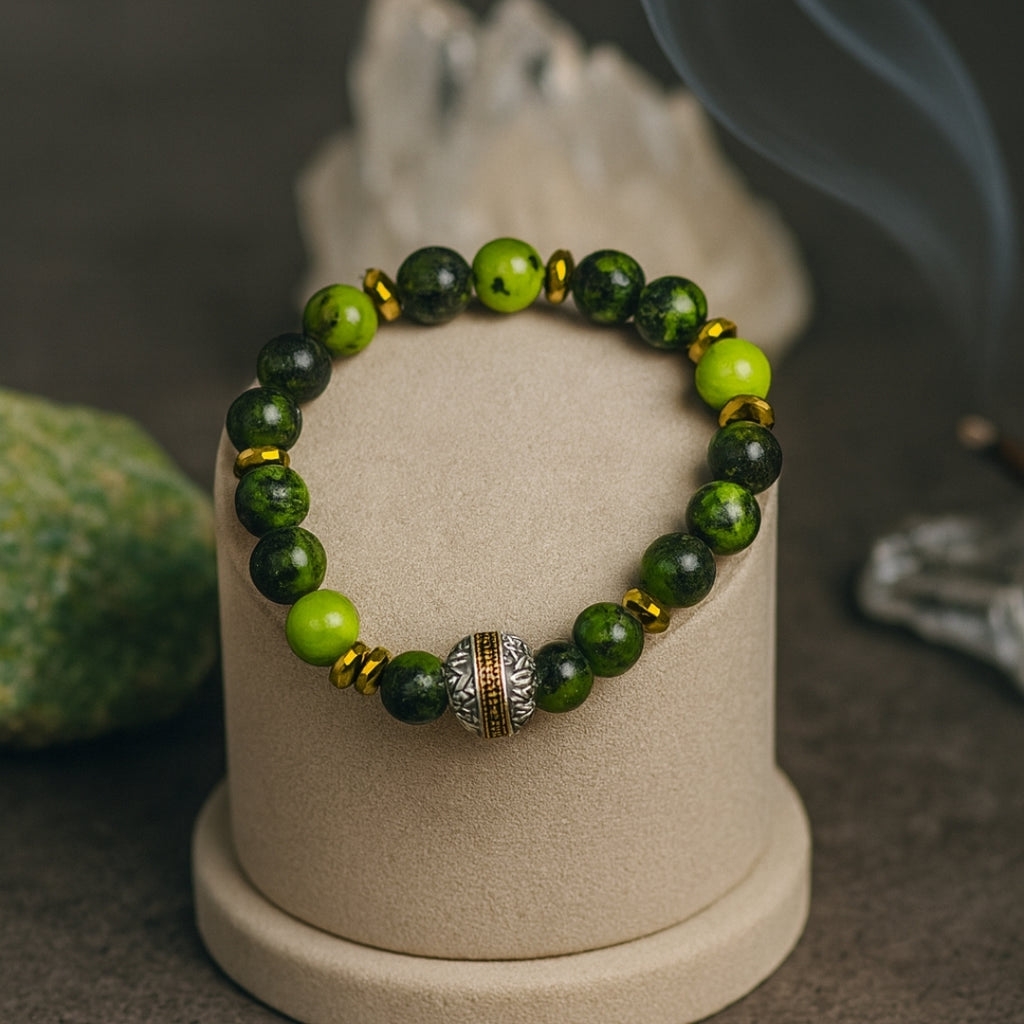 Canadian Jade & Hematite Bracelet | 8mm Natural Gemstone Jewelry Gift